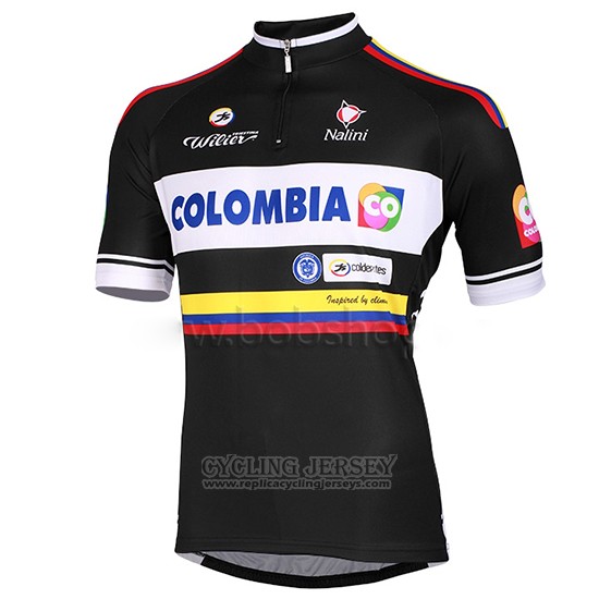 2014 Cycling Jersey Colombia Black Short Sleeve and Bib Short